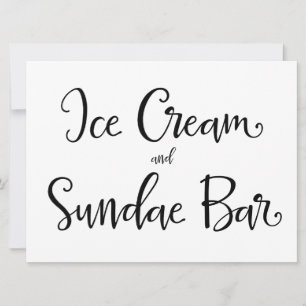 Calligraphy "Ice Cream and Sundae Bar" Sign