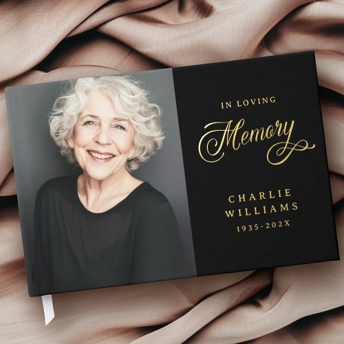 Calligraphy in loving memory funeral black photo