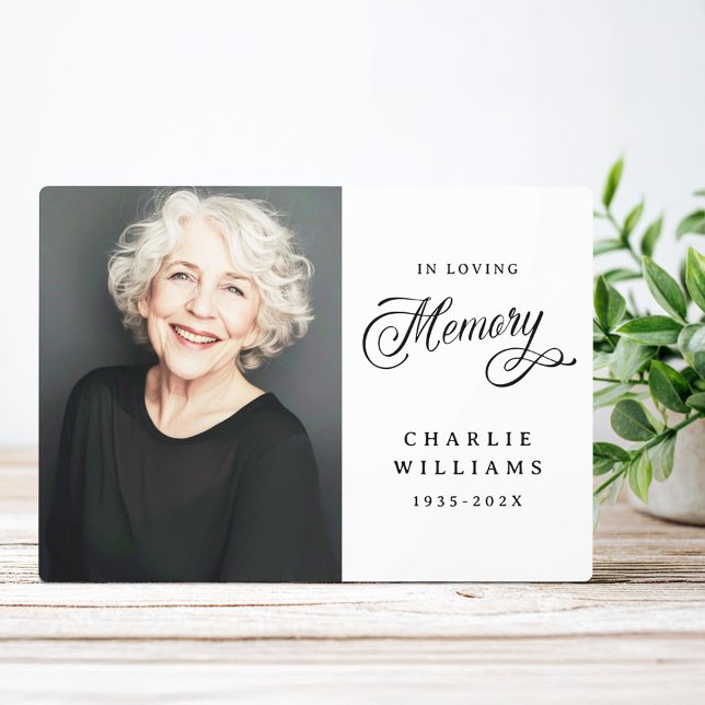 Calligraphy in loving memory funeral white photo plaque (Calligraphy in loving memory funeral white photo plaque)