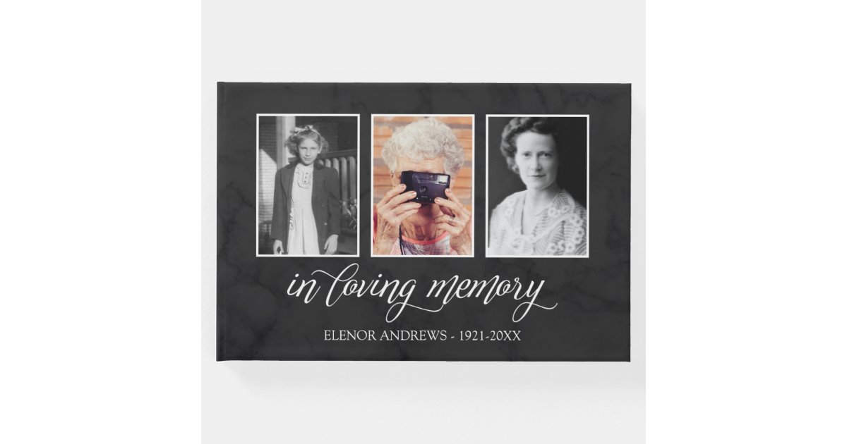 Calligraphy In Loving Memory Photo Collage Guest Book Zazzle