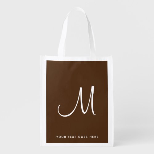 Calligraphy Initial Letter Elegant Monogram Best Grocery Bag
