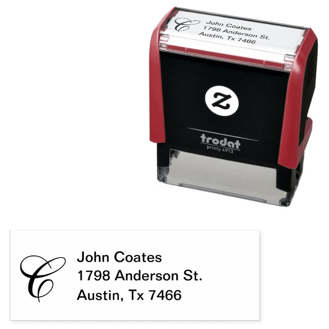 Calligraphy Initial return address Self-inking Sta Stamp (In Situ)