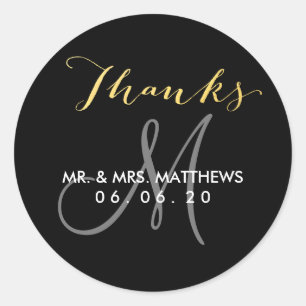 Calligraphy Initial   Wedding Thank You Sticker