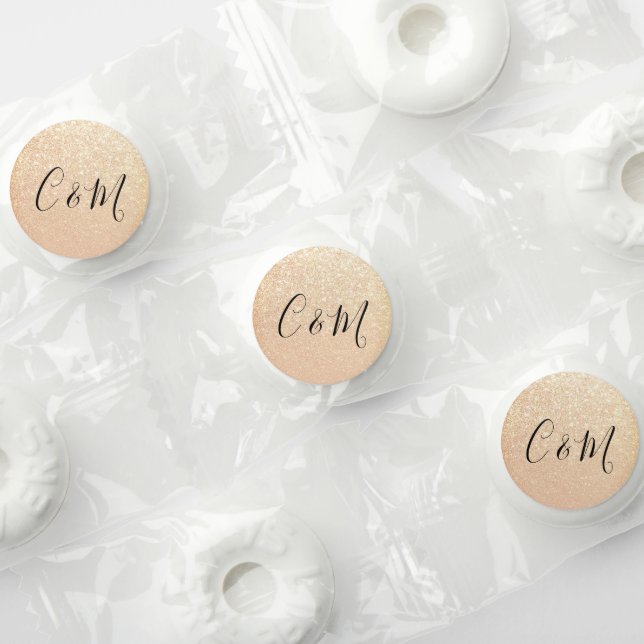 Calligraphy Initials | Gold Glitter Wedding Life Saver® Mints (Assorted)