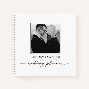 Calligraphy Ink Black White Photo Wedding Planner Notebook