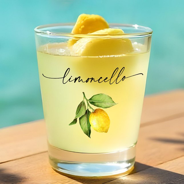 Calligraphy Ink Limoncello Watercolor Lemon Shot Glass (Limoncello Shot Glass)