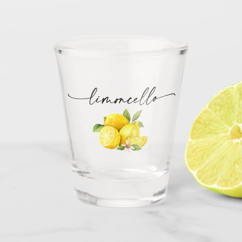 Calligraphy Ink Limoncello Watercolor Lemons Shot Glass