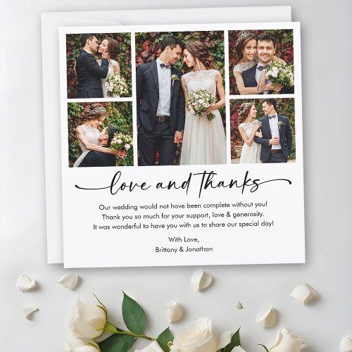 Calligraphy Ink Pen Script 5 Photos Square Wedding Thank You Card