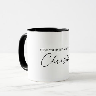 Calligraphy Ink Pen Script Minimalist Christmas Mug