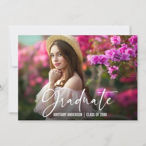 Calligraphy Ink Pen Script Photo Graduation Announcement