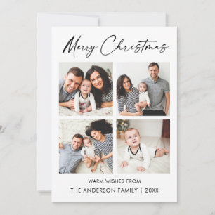 Calligraphy Ink Script 4 Photo Merry Christmas Holiday Card