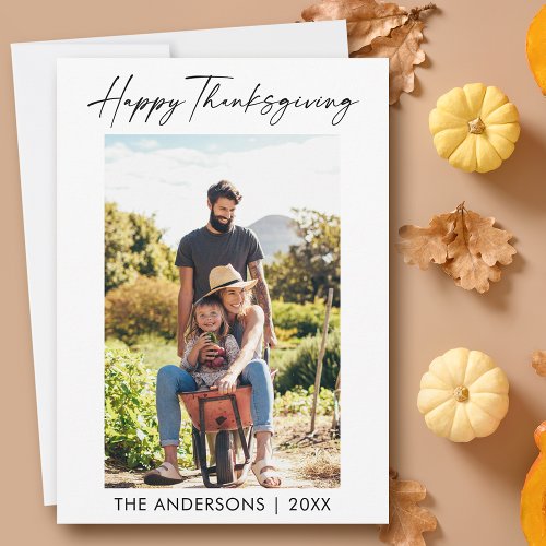 Calligraphy Ink Script Photo Thanksgiving  Holiday Card