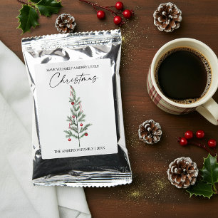 Calligraphy Ink Script Watercolor Christmas Tree Coffee Drink Mix