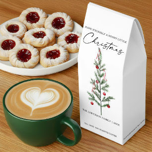 Calligraphy Ink Script Watercolor Christmas Tree Roasted Coffee