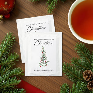 Calligraphy Ink Script Watercolor Christmas Tree Tea Bag Drink Mix