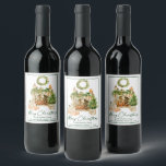 Calligraphy Ink Script Watercolor Christmas Wine Label<br><div class="desc">Modern Elegant Calligraphy Ink Script Watercolor Tree Merry Christmas Wine Label</div>