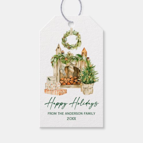 Calligraphy Ink Script Watercolor Holidays Gift Tags