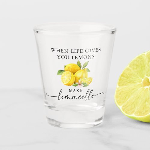 Calligraphy Ink Watercolor Lemons Limoncello Shot Glass