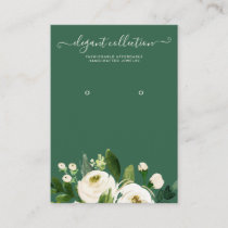 Calligraphy ivory green floral Earring Display Business Card