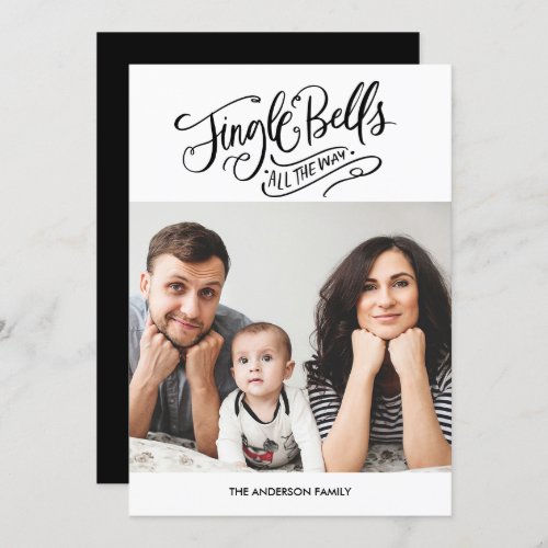 Calligraphy Jingle Bells Christmas Photo Card