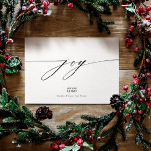Calligraphy Joy Branded Logo Corporate Christmas Invitation