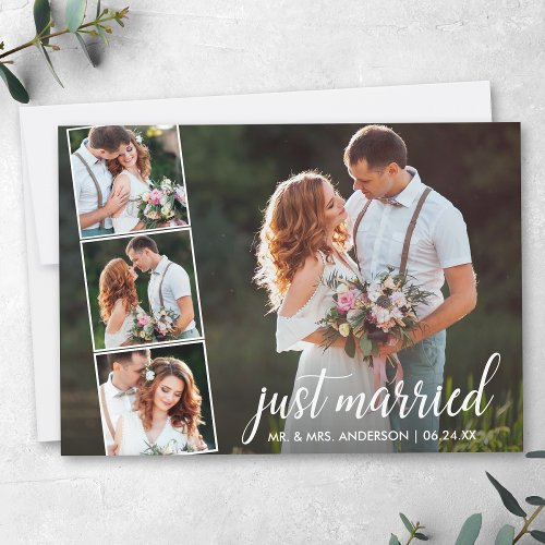 Calligraphy Just Married 4 Photo Announcement