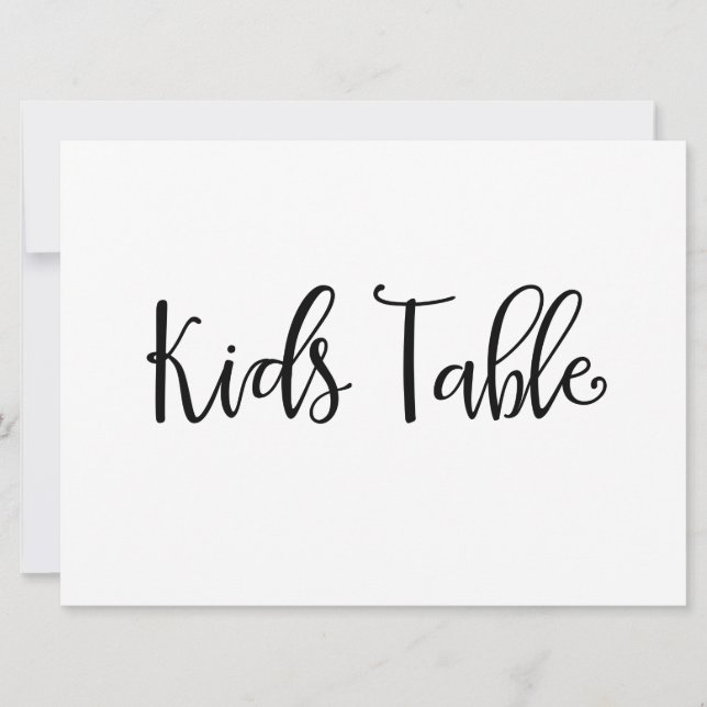 Calligraphy | "Kids Table" Wedding Sign Invitation (Front)