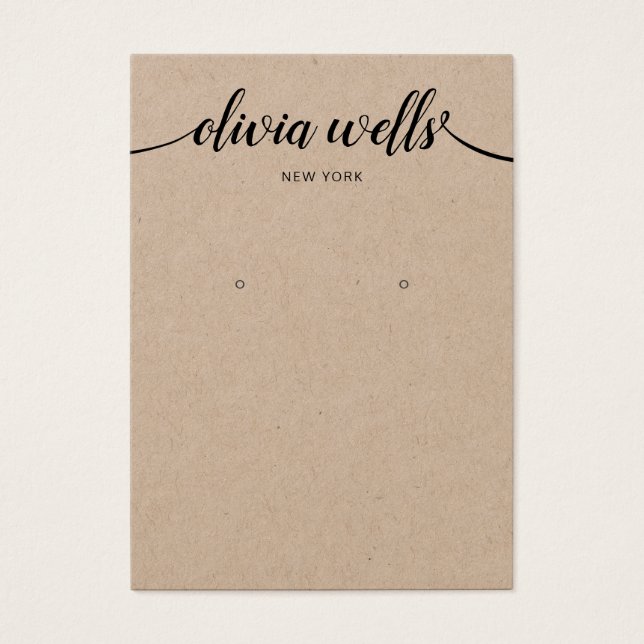 Calligraphy Kraft Typography Earring Display Card (Front)