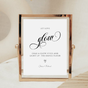 Calligraphy Let Love Glow Wedding Glow Stick Sign