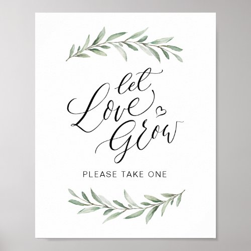 Calligraphy Let Love Grow Rustic Greenery Poster