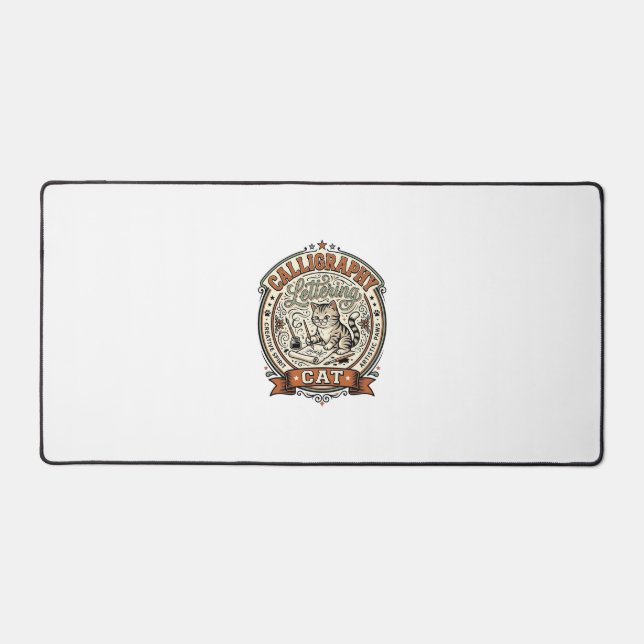 Calligraphy Lettering Cat Calligraphy Lettering Ca Desk Mat (Front)