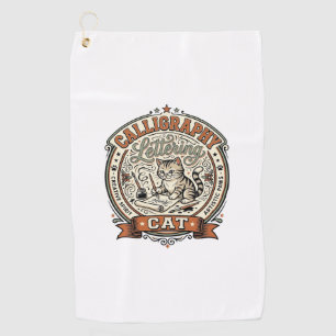 Calligraphy Lettering Cat Calligraphy Lettering Ca Golf Towel