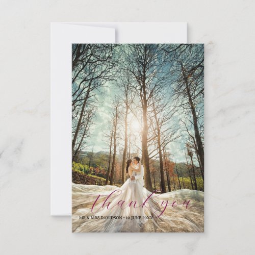 calligraphy lettering wedding photo thank you card