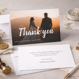 calligraphy lettering wedding photo thank you card