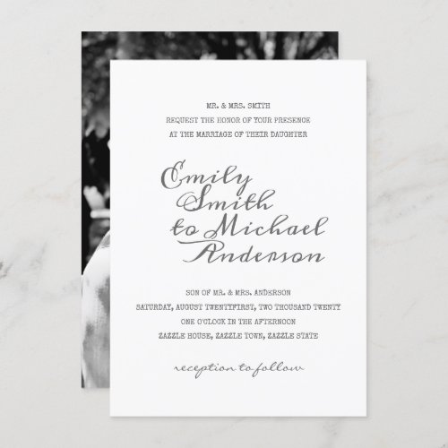 Calligraphy Letterpress PHOTO Wedding Invitations