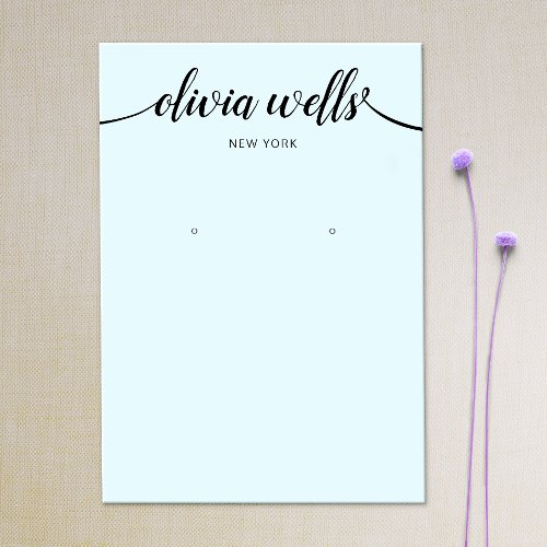 Calligraphy Light Blue Earring Display Card