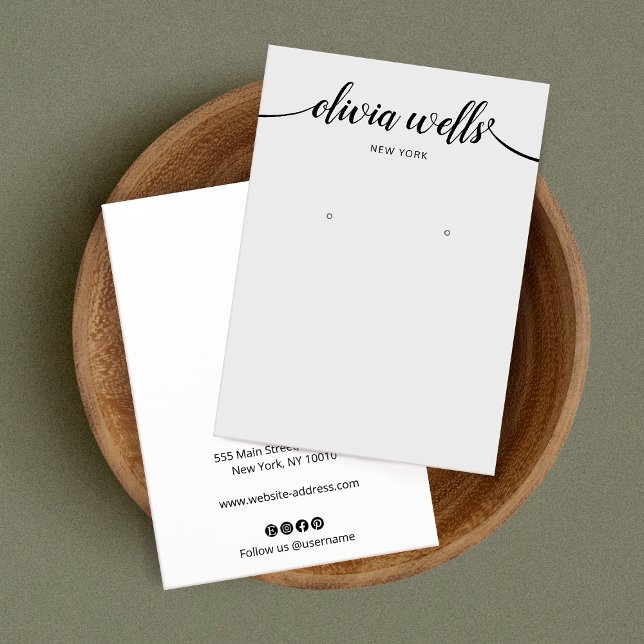 Calligraphy Light Gray Grey  Earring Display Card (Creator Uploaded)