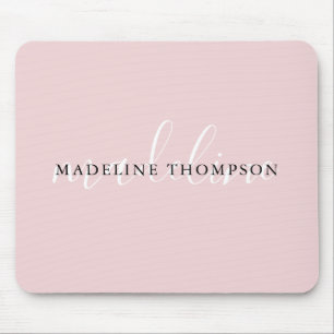 Calligraphy Light Pale Pink Girly Mouse Pad