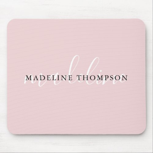 Calligraphy Light Pale Pink Girly Mouse Pad