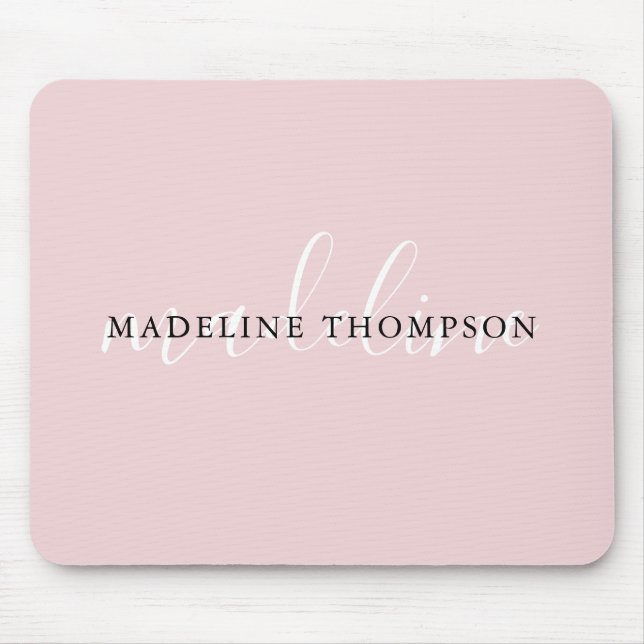 Calligraphy Light Pale Pink Girly Mouse Pad (Front)