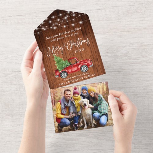 Calligraphy Lights Truck Christmas All In One Card