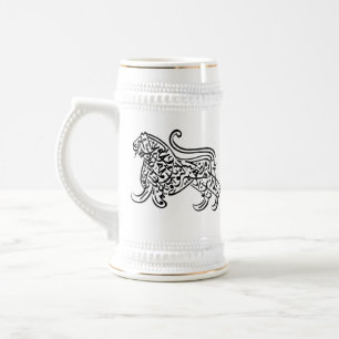 Calligraphy Lion (black) Beer Stein