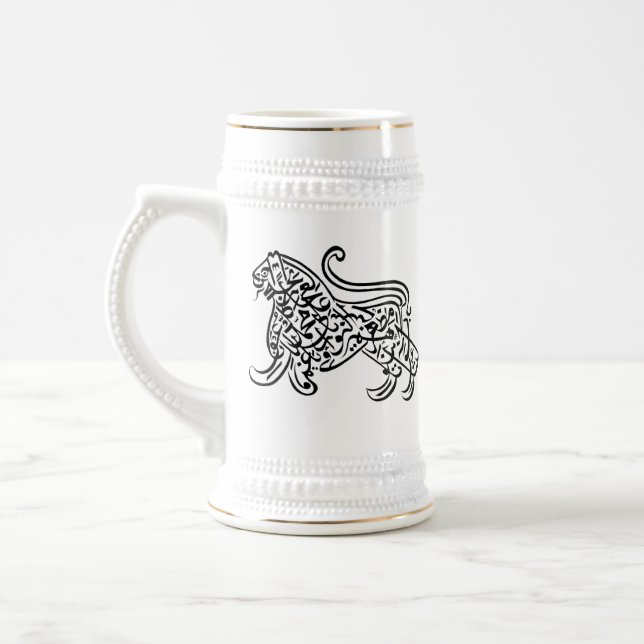 Calligraphy Lion (black) Beer Stein (Left)