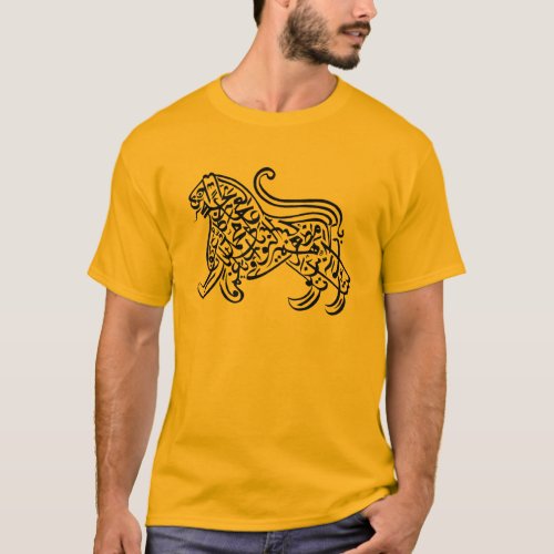 Calligraphy Lion black T_Shirt