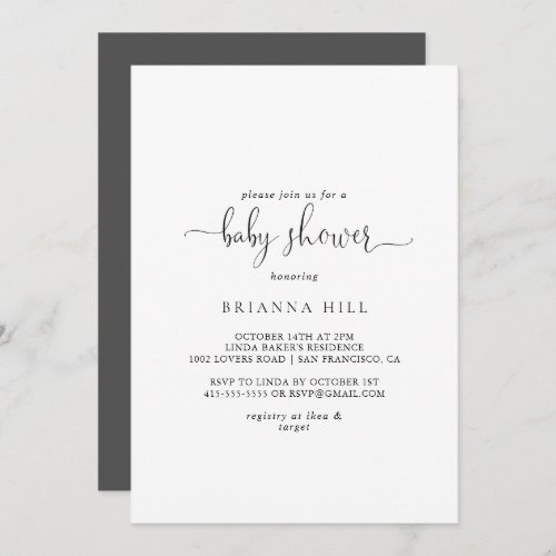 Calligraphy Love Fancy Script Baby Shower  Invitation