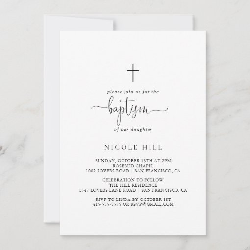 Calligraphy Love Fancy Script Baptism Invitation | Zazzle