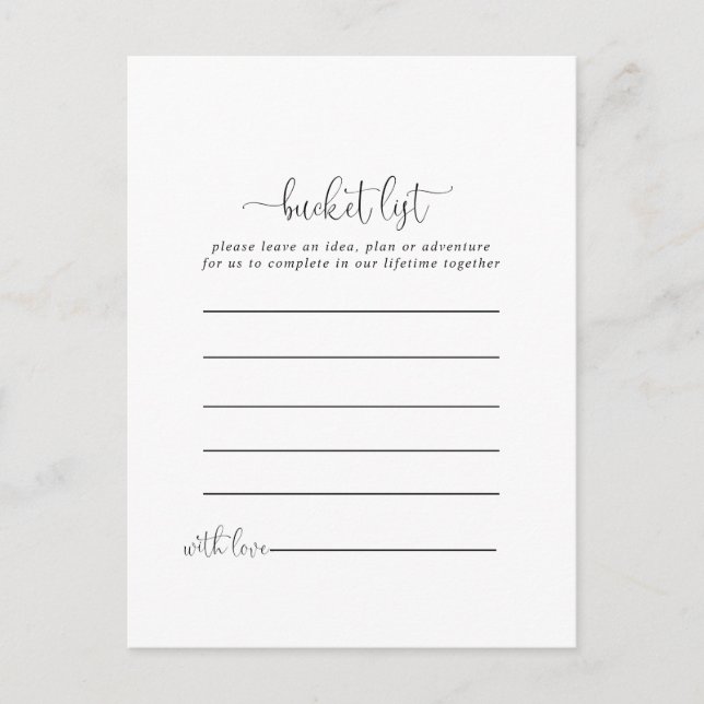 Calligraphy Love Fancy Script Bucket List Cards (Front)
