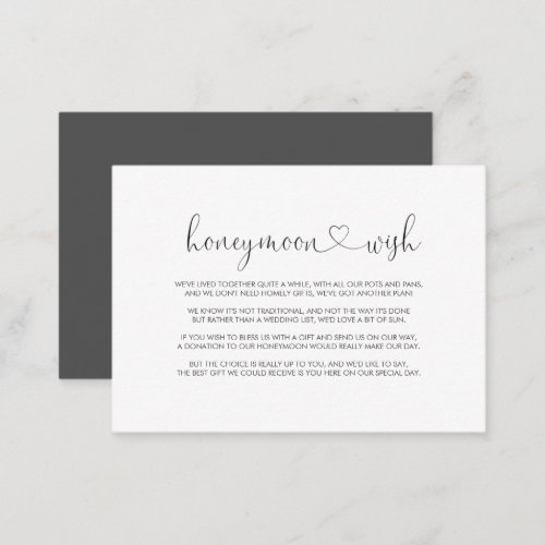 Calligraphy Love Fancy Script Honeymoon Wish  Enclosure Card