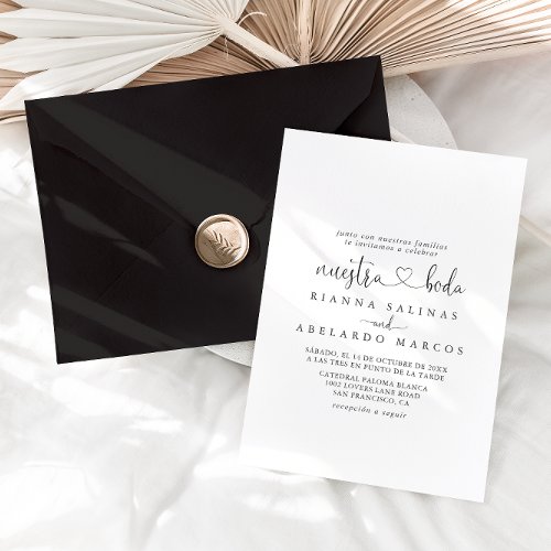 Calligraphy Love Fancy Script Nuestra Boda Wedding Invitation