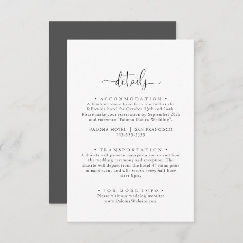 Calligraphy Love Fancy Script Wedding Details  Enclosure Card